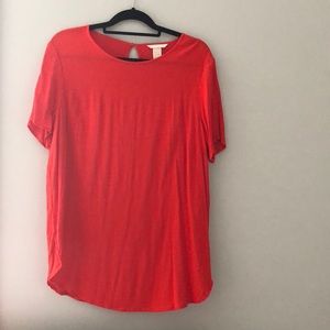 H&M red/orange tulip hem blouse